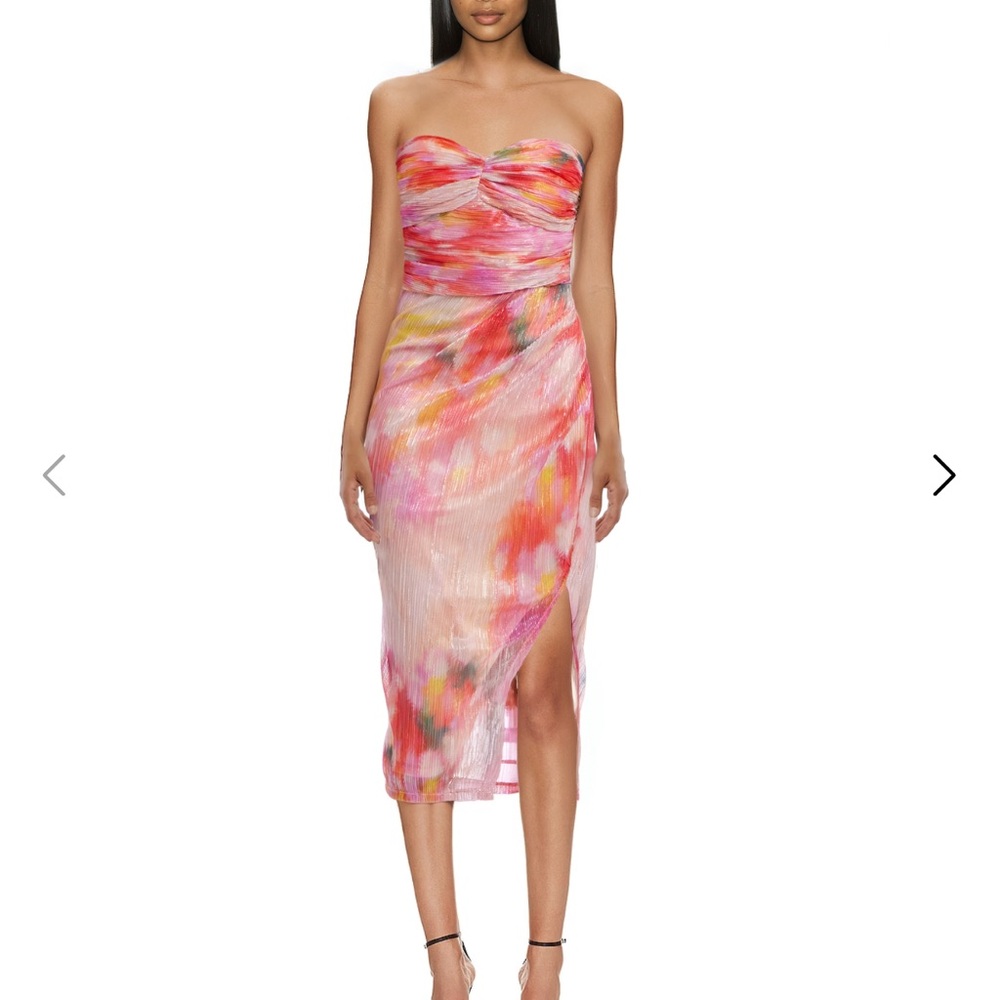 NWT Jewel Badgley Mischka Danika Printed Strapless Sheath Dress - Picture 1 of 7